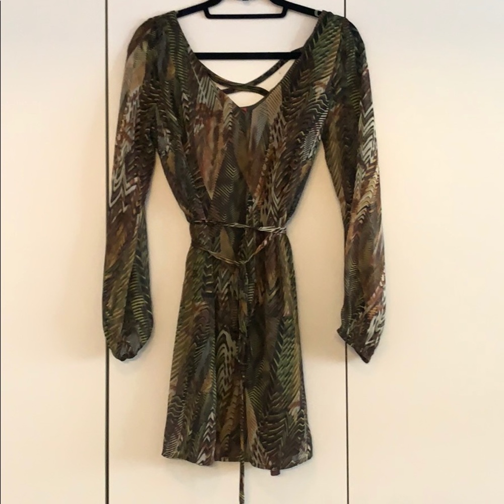 Pookie and Sebastian sheer sleeve dress